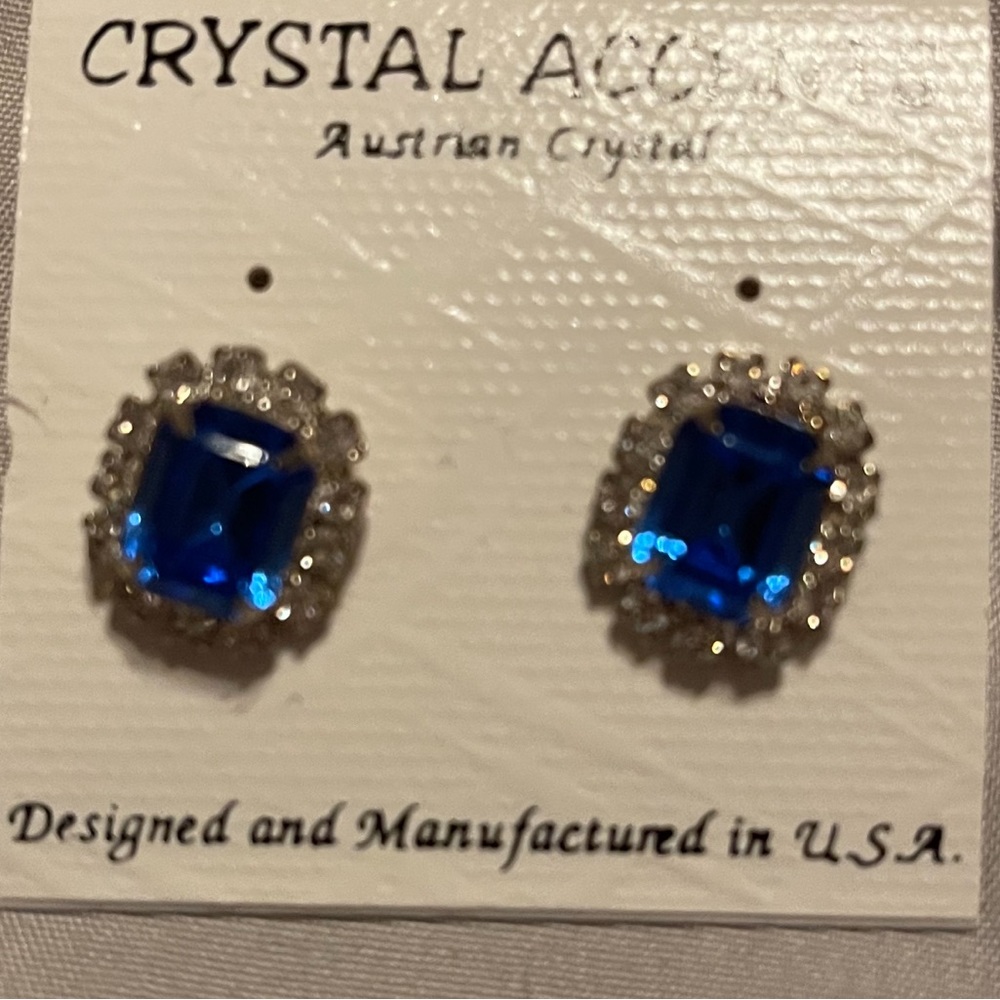 Blue and clear stone earrings
